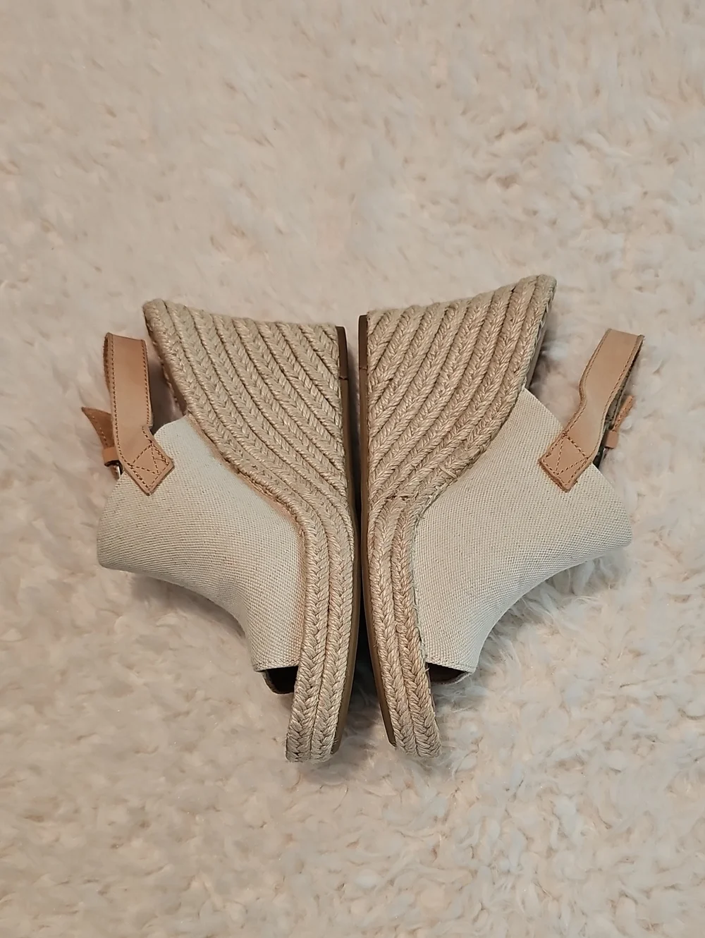 TOMS Natural/Oxford Leather Monica Pump Wedge - Size 8